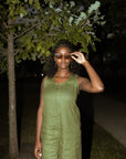 Jade is wearing a M. Her measurements are: Height 5'8" | Bust 38.5" | Waist 35" | Hip 41"