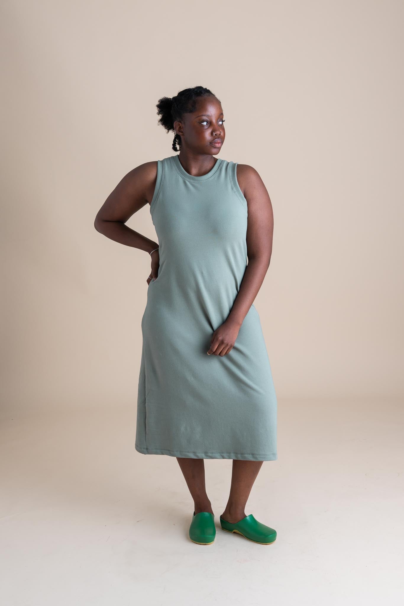 serena grey dress Serena Gown with Partial Gem Neckline