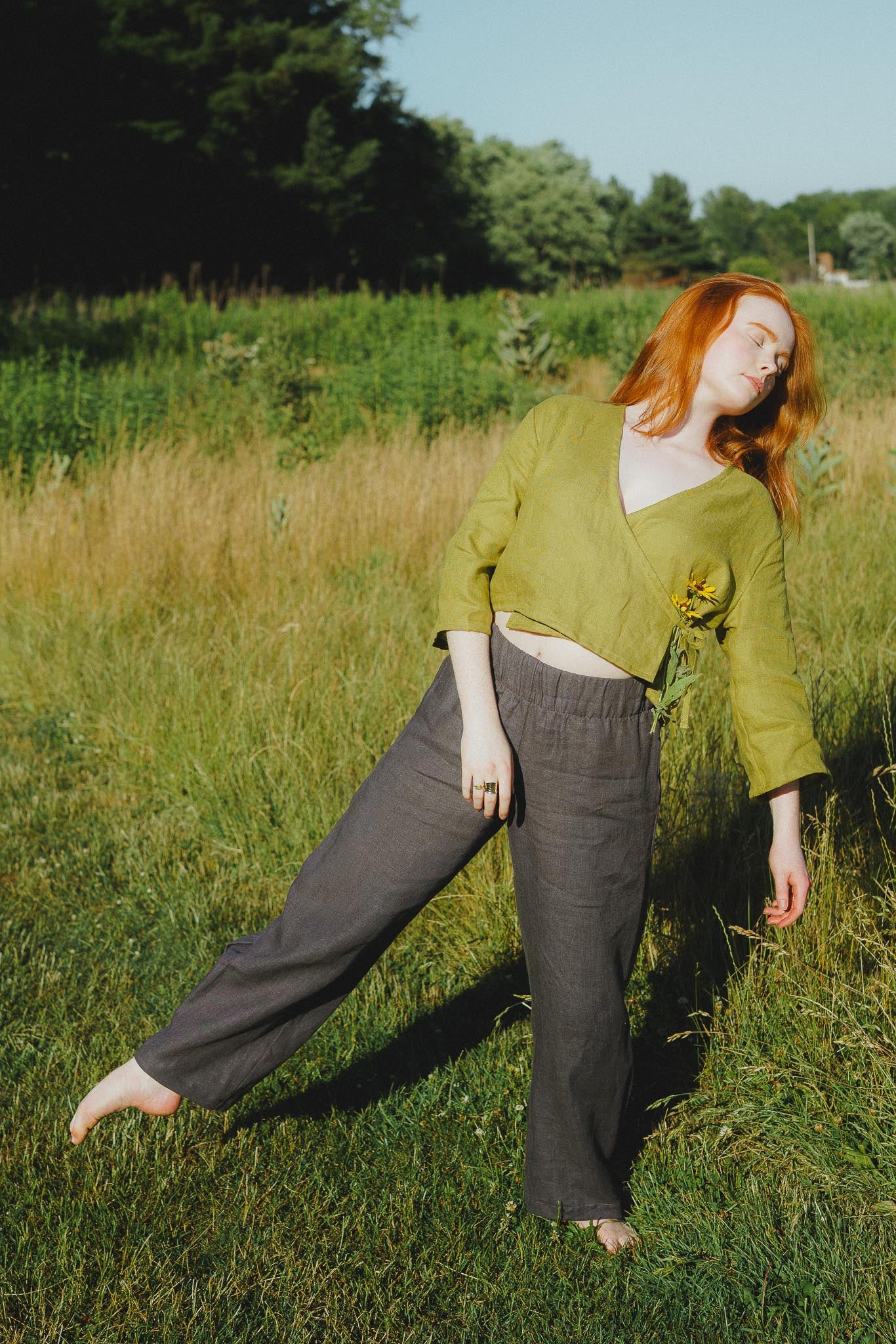 Crescent Moon Pants in Stone