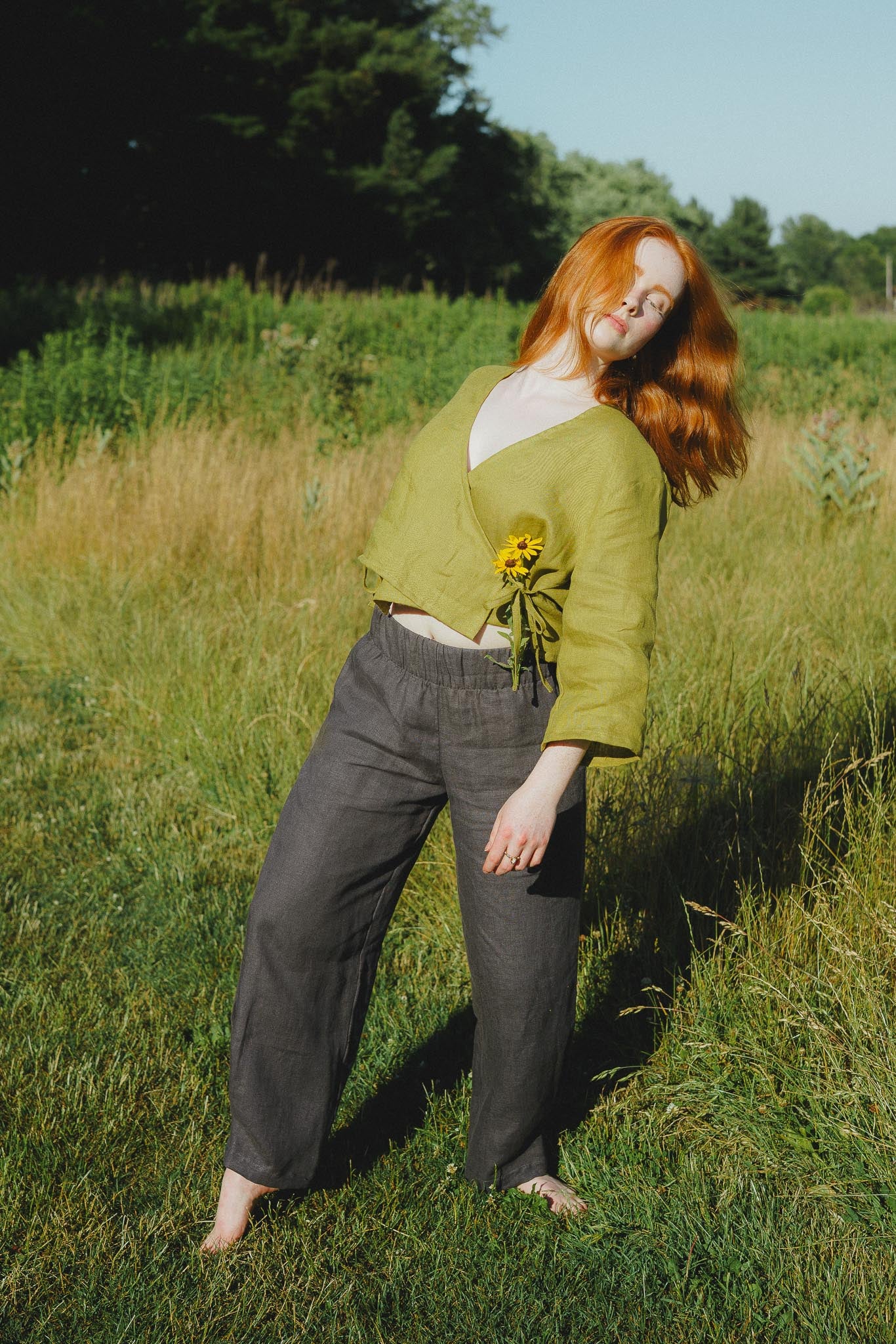 Crescent Moon Pants in Stone