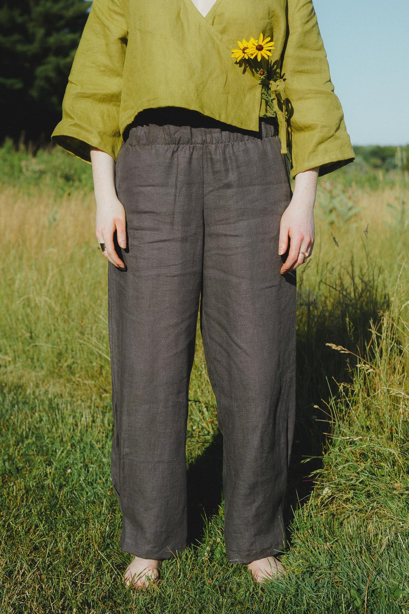 Crescent Moon Pants in Stone