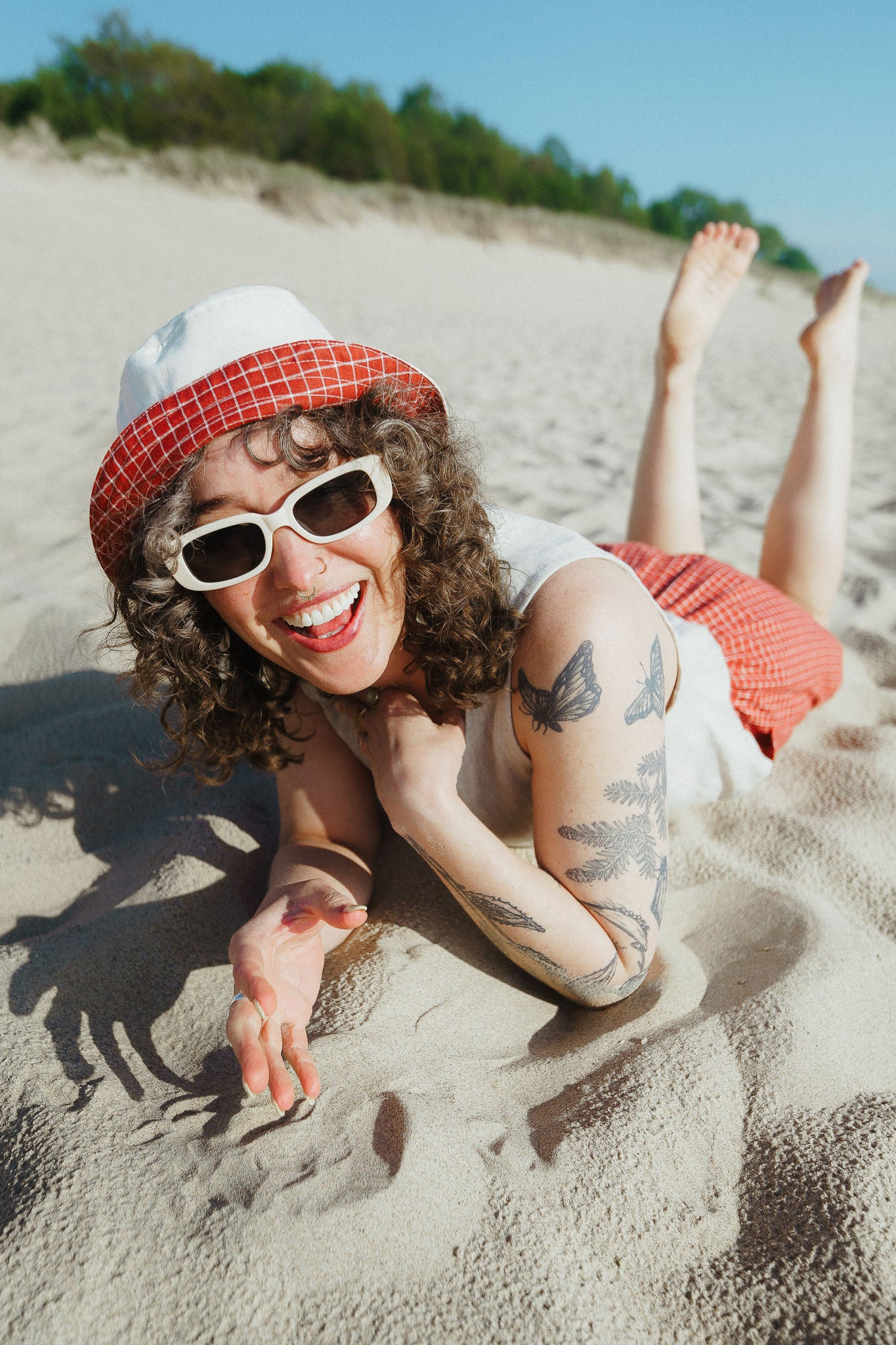 Bucket Hat in Red Check