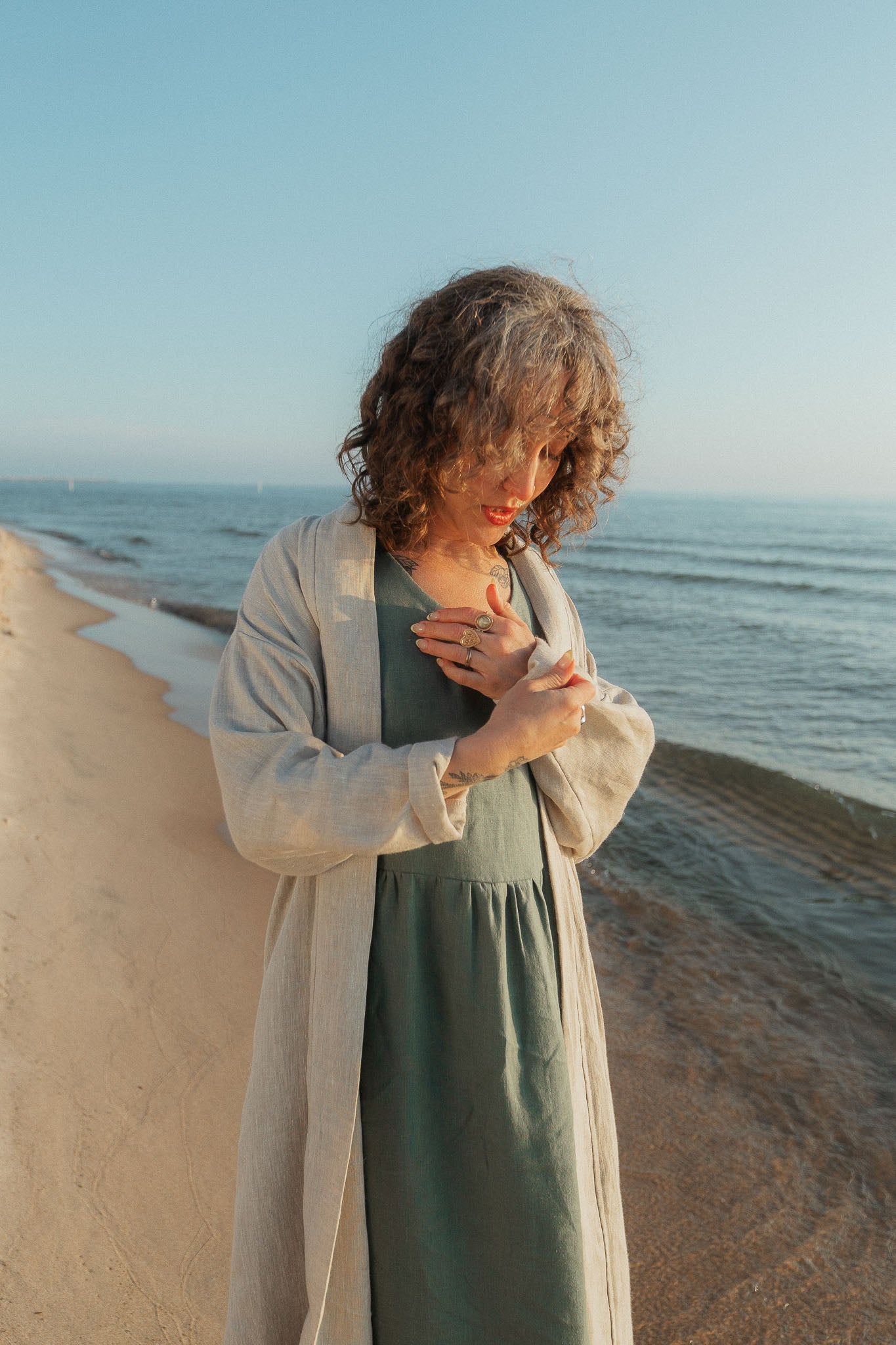 Mariela Duster in Sand Dollar