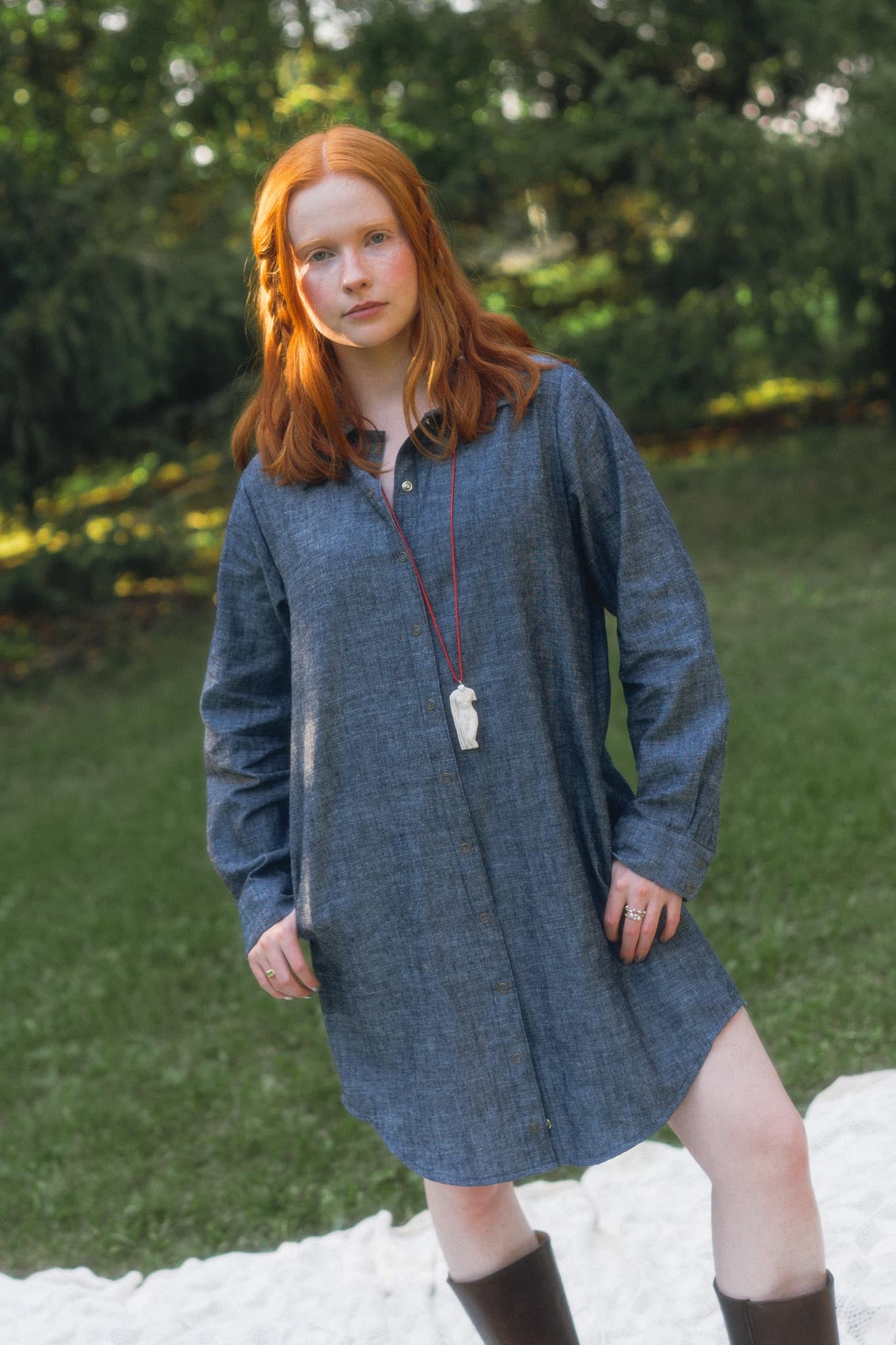 Aurelia Dress in Indigo Chambray