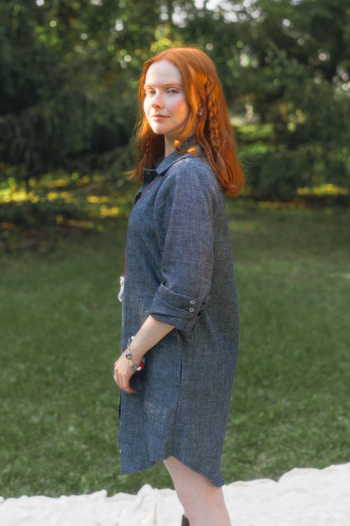 Aurelia Dress in Indigo Chambray