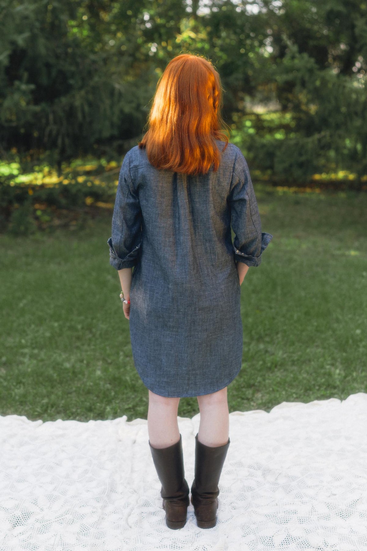 Aurelia Dress in Indigo Chambray