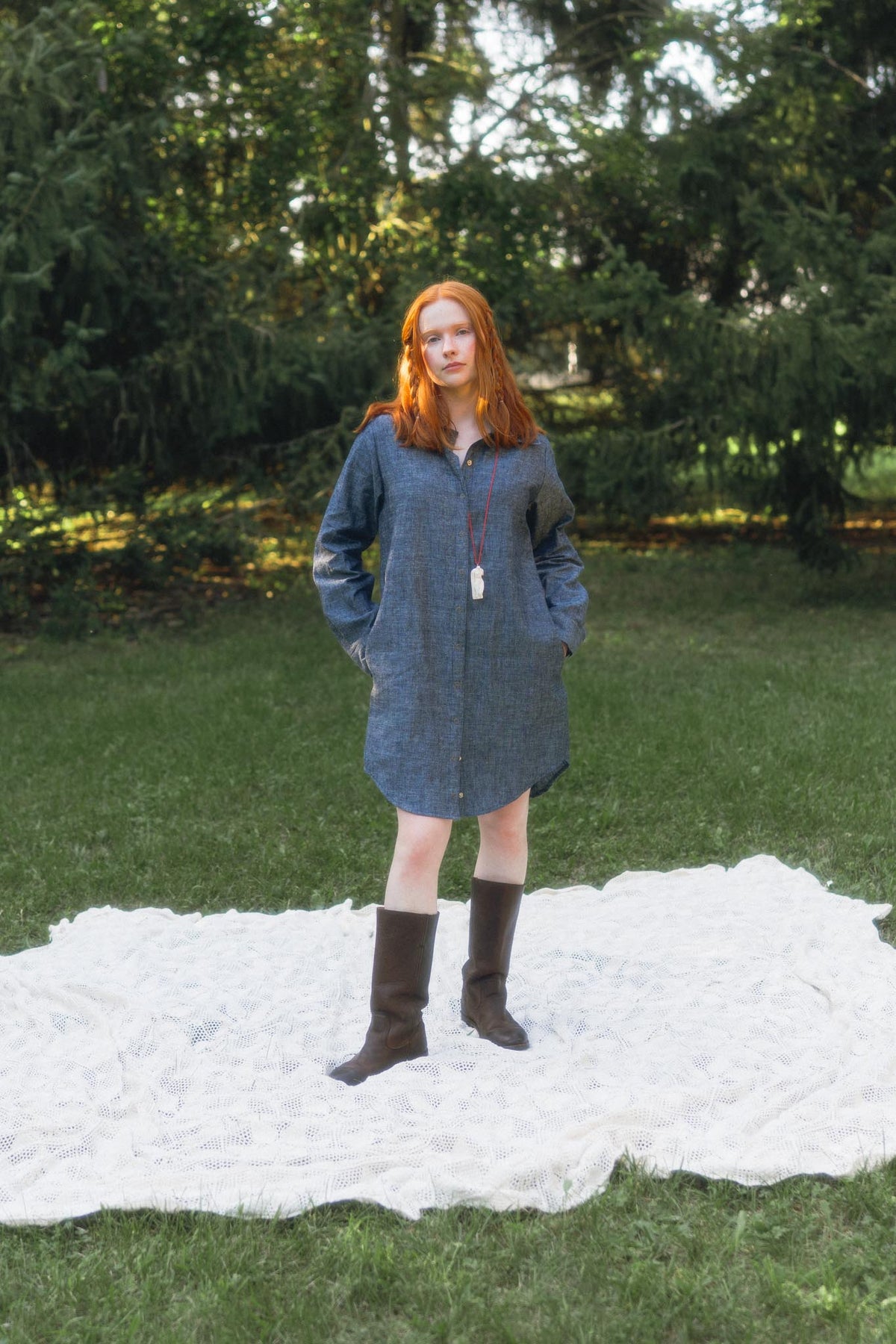 Aurelia Dress in Indigo Chambray