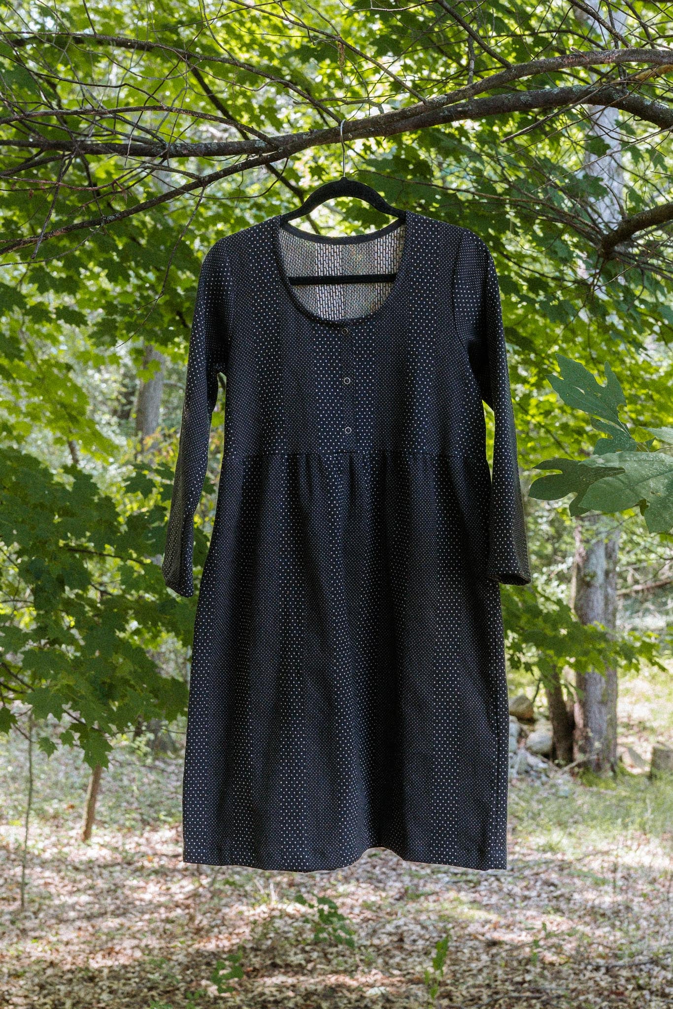 Brook Dress in Black w/ Brown Dot
