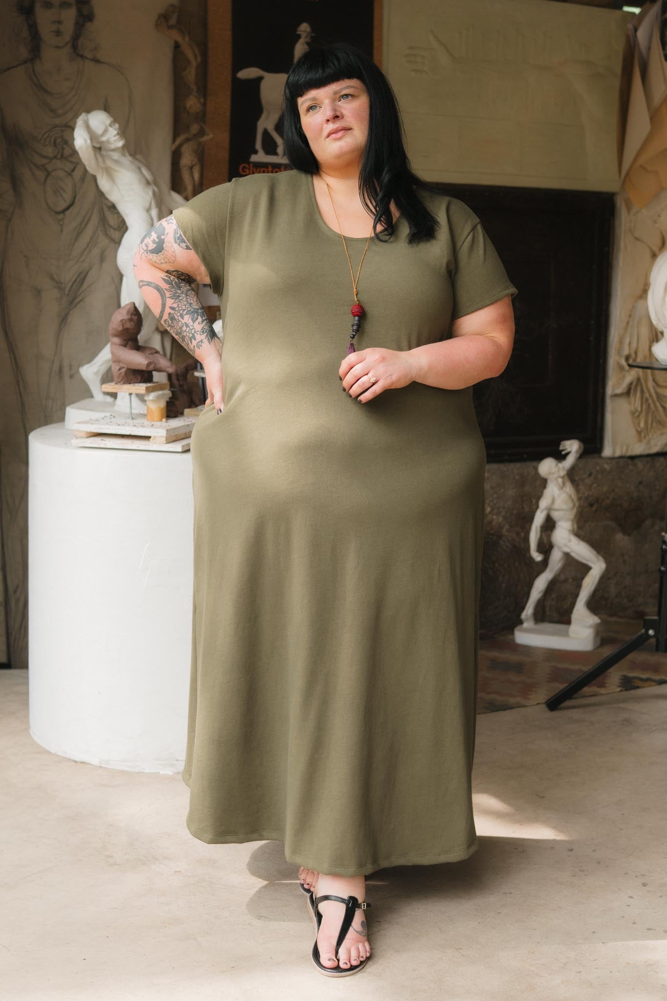 Jackie is wearing a size 4.