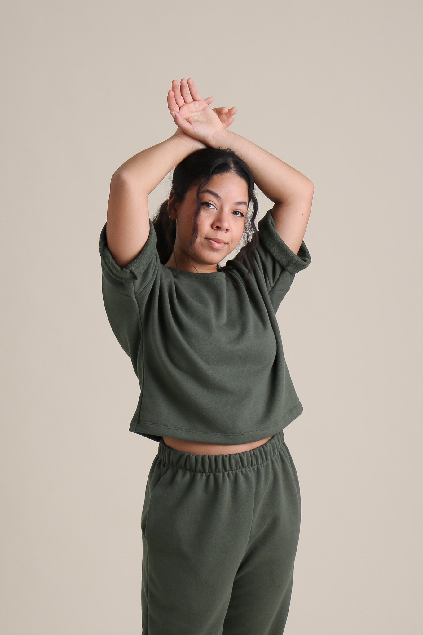 Jasmine is wearing a size S.