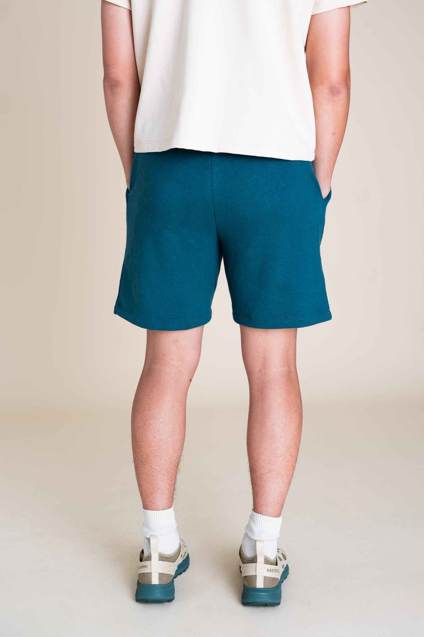 Michael is wearing a M 7&quot; inseam.
