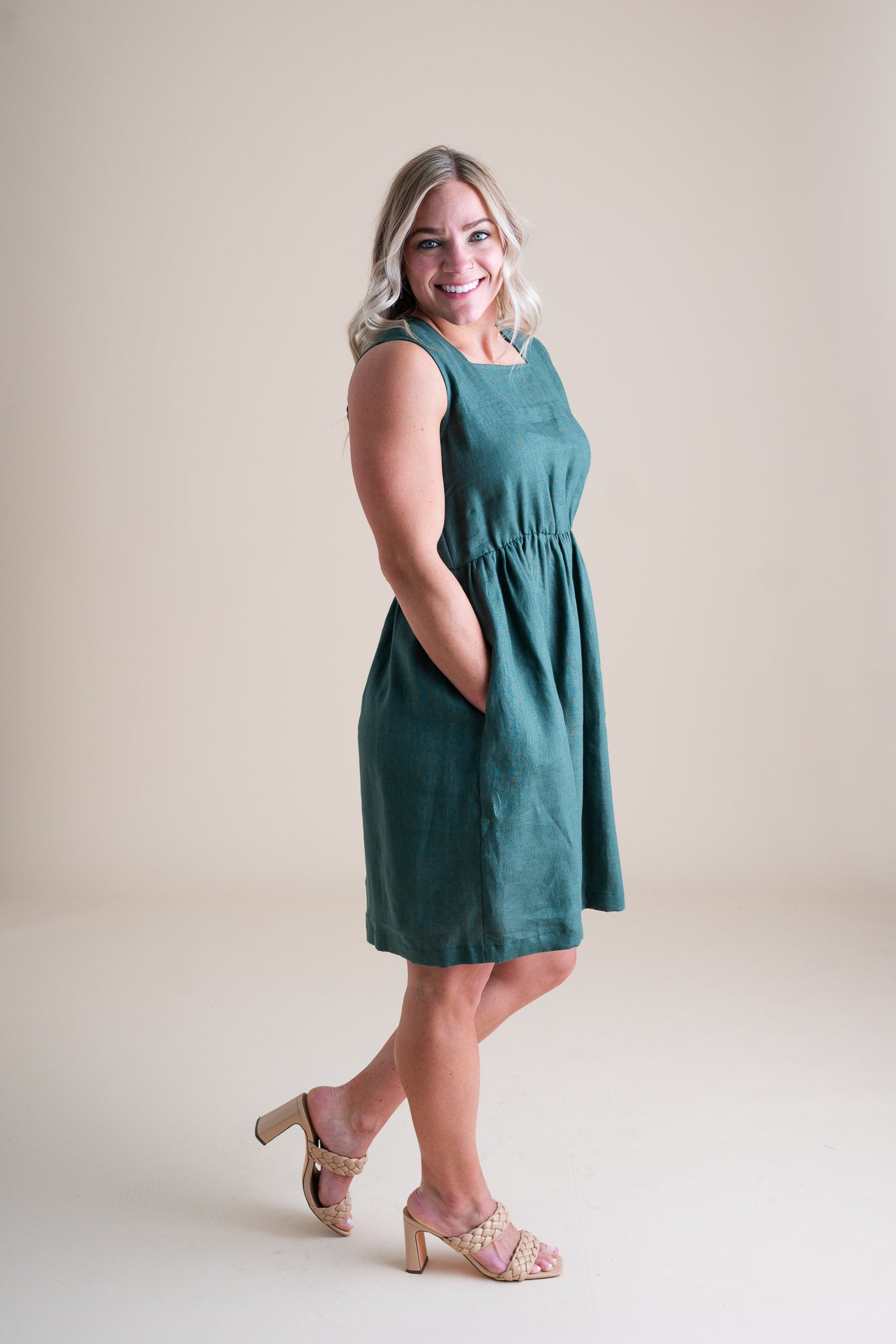 Rachel is wearing a size S.