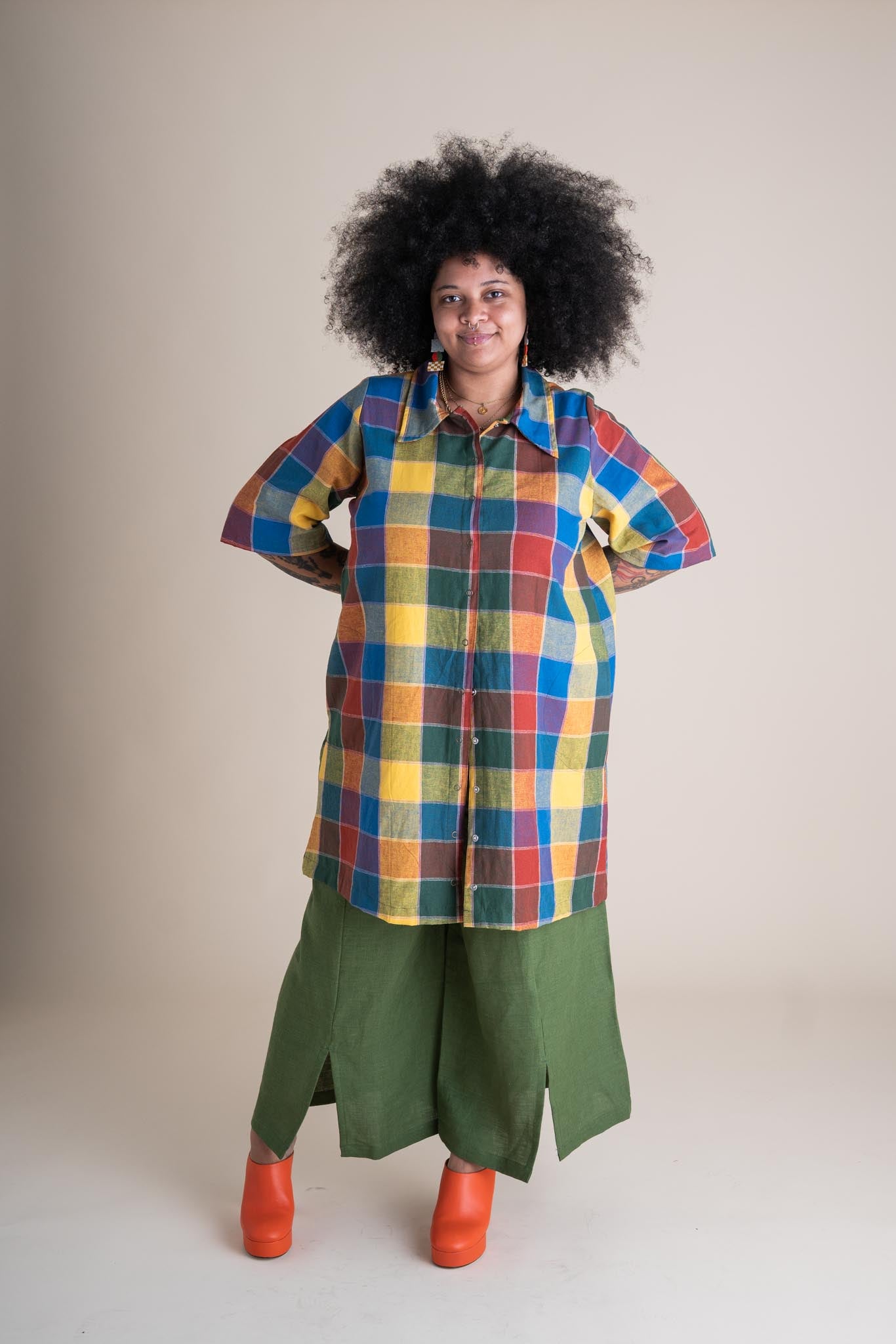 Ayanna is wearing a size XXL.